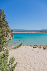 Voidokilia beach, one of the most beautiful beaches in Greece, Peloponnes, near Pylos (vertical) © AventuraSur