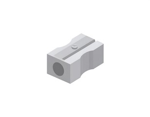 Obraz premium A simple, gray pencil sharpener is depicted in an isometric view, showcasing its detailed design elements.