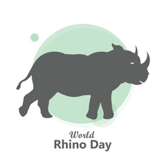 World Rhino Day vector graphic. September 22nd, Rhino Conservation Flyer design and flat design illustration.