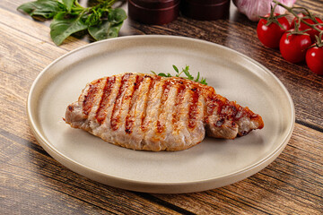 Juicy grilled pork fillet steak