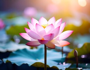Radiant lotus flower in pond