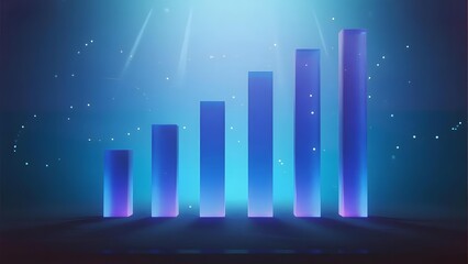 Digital bar graph with glowing blue columns against a starry background