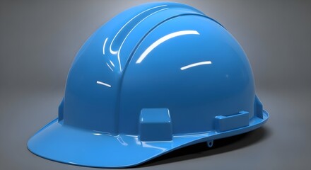 Fototapeta premium High-resolution image of a blue safety hard hat designed for head protection in construction, engineering, and industrial environments, emphasizing workplace safety, durability, and professional equip