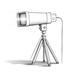 Studio light tripod sketch hand drawn illustration equipment photography lighting