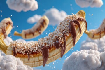 Banana Dessert Dream - Chocolate and Coconut Delights in the Sky.