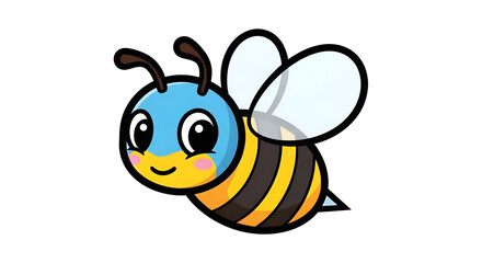 Fototapeta premium Cute Cartoon Bee Illustration with Blue Head and Yellow Accents.