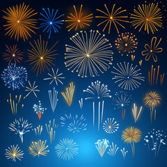 Firework burst doodle hand drawn illustration celebration night sky festive glowing