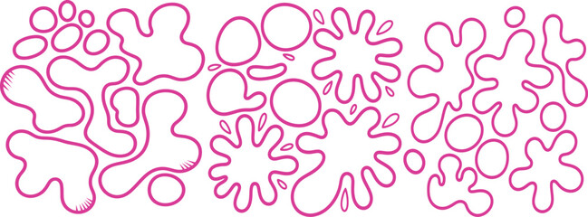 Abstract Pink Outlines Seamless Pattern Design with Irregular Shapes and Splashes for Modern Artistic Backgrounds and Creative Projects