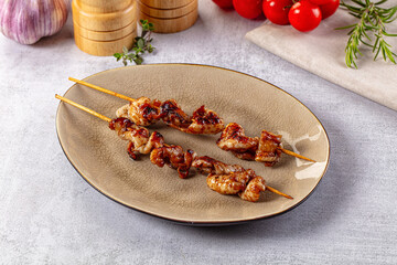 Yakitori - grilled chicken skin skewer
