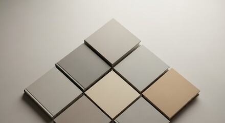 Neutral Toned Square Blocks Arranged in a Pyramid Formation on Surface