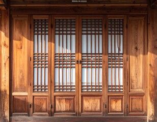 Traditional Korean Wooden Door.