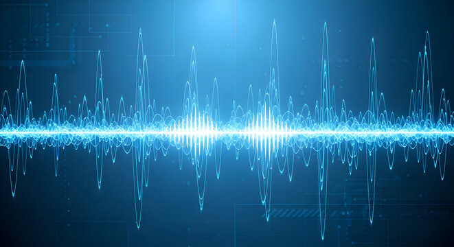 Blue Digital Waveform - A Visual Representation of Sound and Technology. - Powered by Adobe
