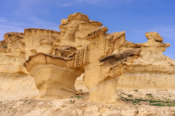 Eroded Sandstone Formations of Gredas de Bolnuevo at Sunset, Murcia, Spain