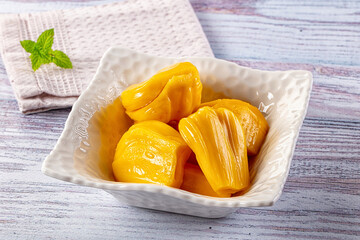Canned sweet juicy yellow Jackfruit