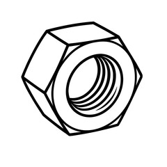 Hex Nut Outline Vector Icon - Hardware and Tool Symbol