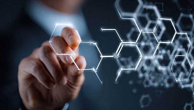 Businessman Interacting with Futuristic Technology. - Powered by Adobe