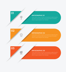 Business infographic template vector element. 3 step vertical columns for business information and web graphic design