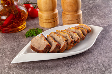 Sliced roasted duck breast fillet