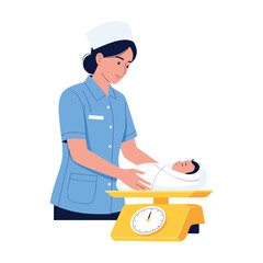 Nurse Weighing Baby at Posyandu
