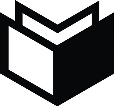 Simple open book icon silhouette graphic for education and reading themes