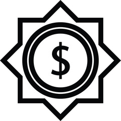 Donation Logo of a dollar symbol within a star shaped badge.