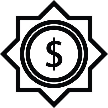 Donation Logo of a dollar symbol within a star shaped badge.