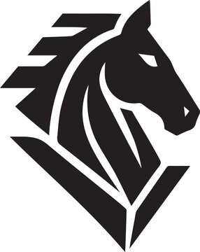 Powerful Black Horse Head Logo Design