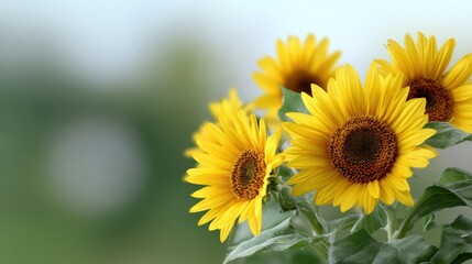 Fototapeta premium summer meadow background with sunflowers and bright sunlight