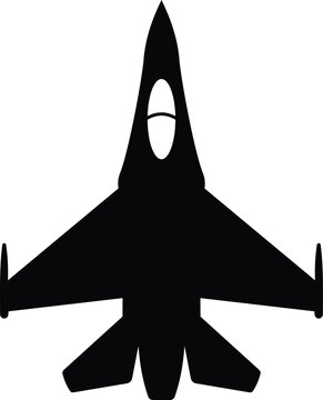 Jet Fighter Airplane Silhouette Vector Icon &ndash; Military Aircraft Illustration