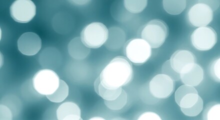 A teal-toned background displays numerous soft-focus, white circles, creating a gentle, luminous effect.