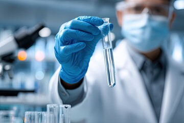 Scientist Holding Test Tube in Laboratory.