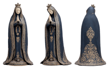 Nossa Senhora da Conceição Aparecida. Set of transparent background PNG. Various angles. Front, side and back view. Our Lady of Aparecida