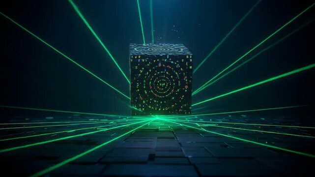 Abstract futuristic box with laser beams