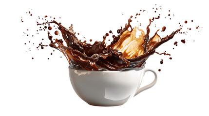 Coffee beans flying isolated on isolated png background. Generative AI.