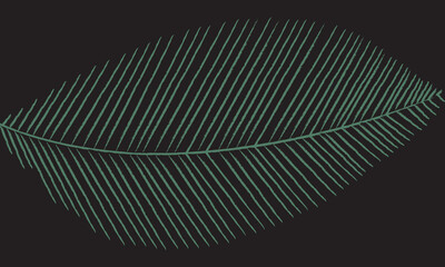 Black and  green leaves on an abstract dark background