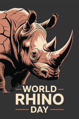World Rhino Day with Powerful Rhino Illustration and Bold Typography