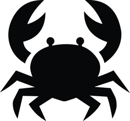 Crab silhouette vector illustration, marine animal icon and seafood logo design