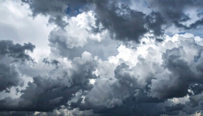 Dramatic sky filled with cumulus clouds