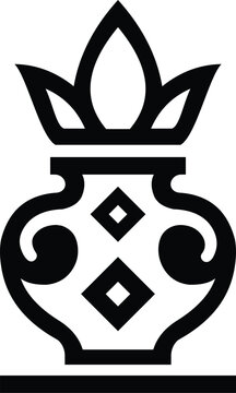 Puja Ghot Kalash Vector Icon &ndash; Traditional Hindu Religious Symbol Illustration