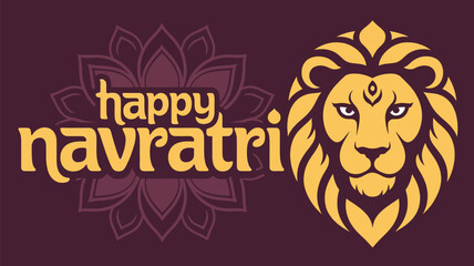 Happy Navratri Lion Graphic Design