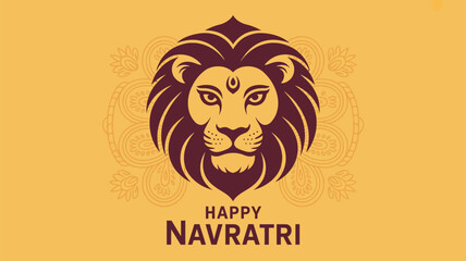 Happy Navratri Lion Graphic Design