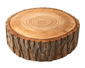 Isolated tree stump with visible growth rings, showcasing the natural beauty of the wood isolated on transparent background