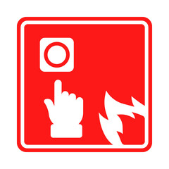 Fire alarm call point sign. Fire alarm switch. Fire emergency call point 
