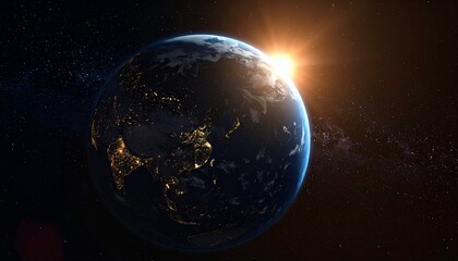 Fototapeta premium Earth shining quietly in deep space