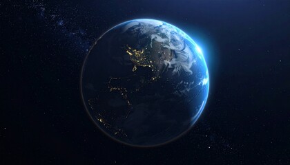Obraz premium Earth shining quietly in deep space