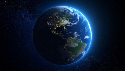 Naklejka premium Earth shining quietly in deep space