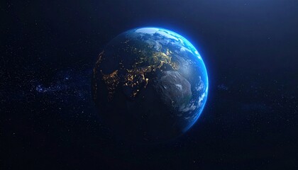 Fototapeta premium Earth shining quietly in deep space
