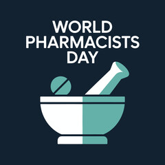 World Pharmacists Day Mortar and Pestle Icon Healthcare Celebration