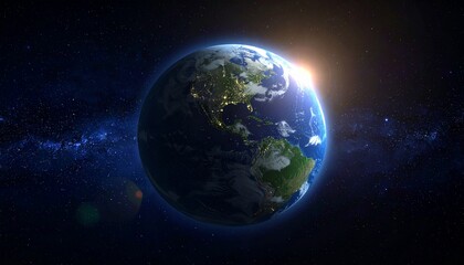 Earth shining quietly in deep space