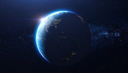 Fototapeta premium Earth shining quietly in deep space